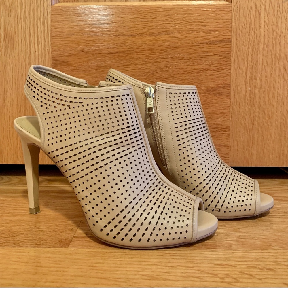 Ann Taylor Nude Caged Leather Booties